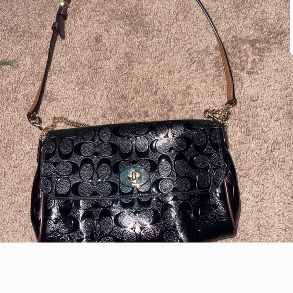 Coach Handbags - Coach Black Patent Leather Signature Embossed Women's handbag